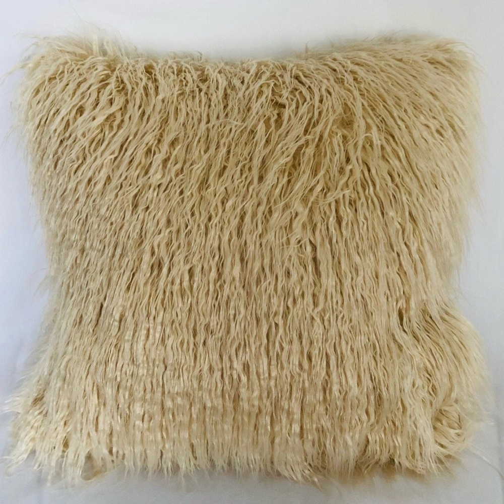 Luxurious Cream Accent Pillow faux alpaca fur
